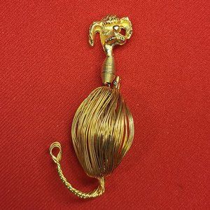 VTG Wound Wire Schnauzer Pin Brooch Gold Tone